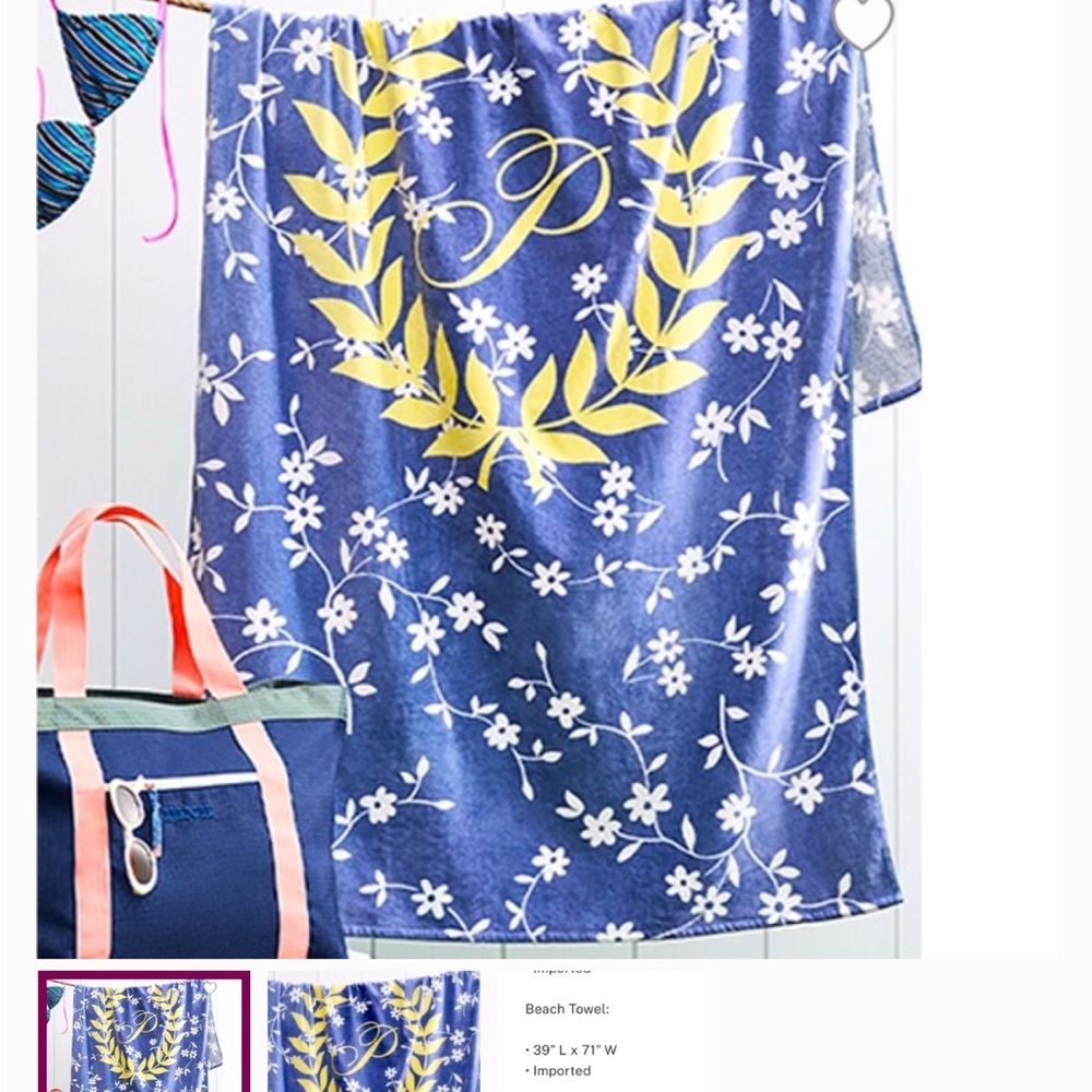 PINK Victoria's Secret Navy and White Towel